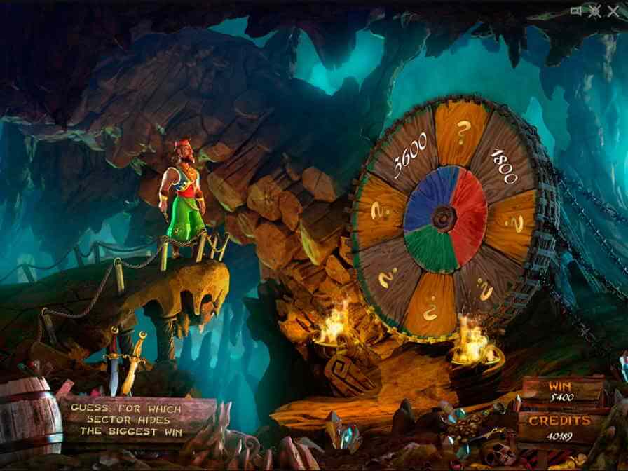 Рулетка определяет, сколько сокровищ сможет унести Синдбад Тематический раунд игрового автомата Sindbad